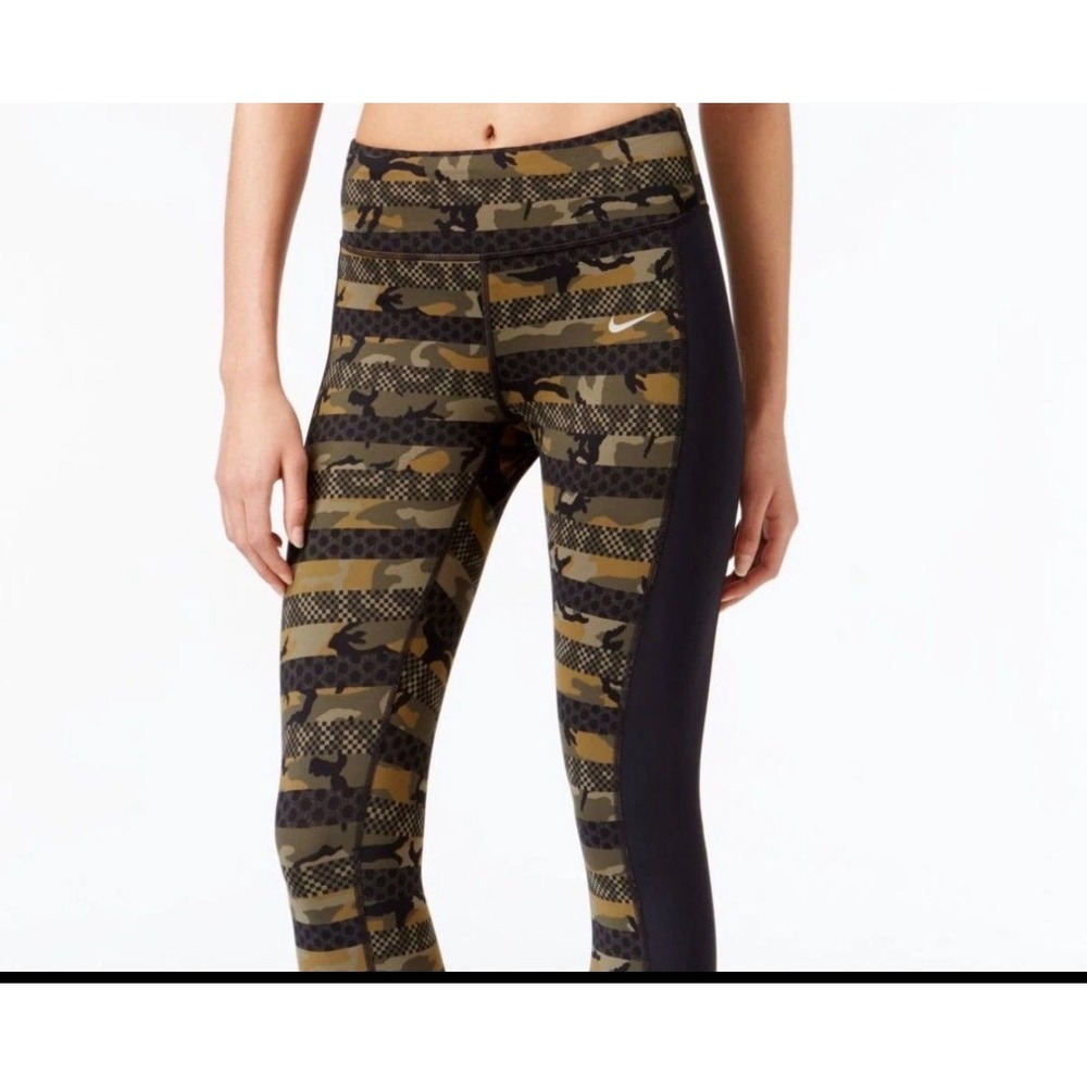 Nike Epic Lux Militia Green/Black Women's S running Crop pant legging camoflage - Picture 12 of 12